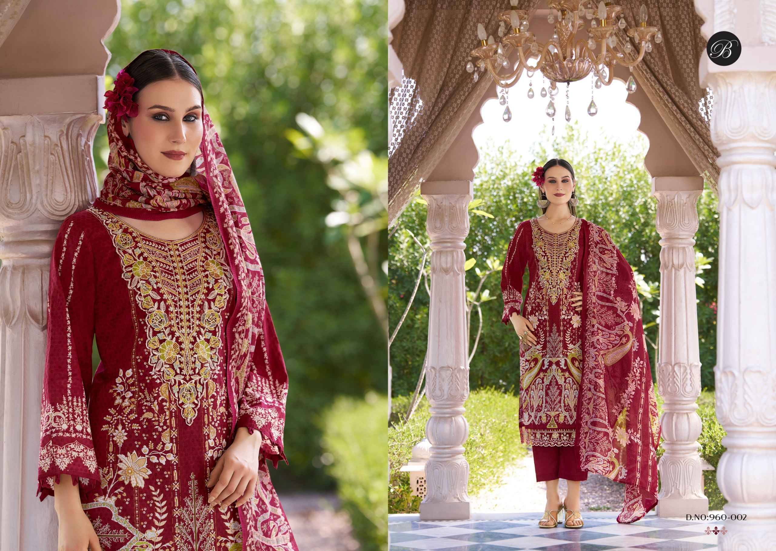 SAFIYA VOL 2 960 Series By BelliZa Pakistani Stylish Beautiful Colourful Printed & Embroidered Party Wear & Occasional Wear Pure cotton Dresses At Wholesale Price